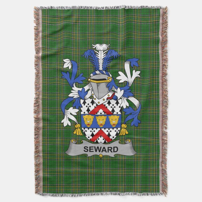  Irish Seward Coat of Arms Family Crest Ireland Throw Blanket (Front Vertical)