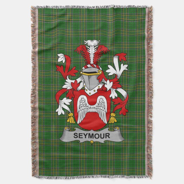  Irish Seymour Coat of Arms Family Crest Ireland Throw Blanket (Front Vertical)
