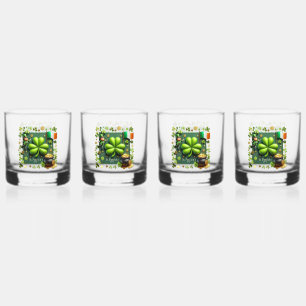 Irish Shamrock and Flag St. Patrick's Day Whiskey Glass