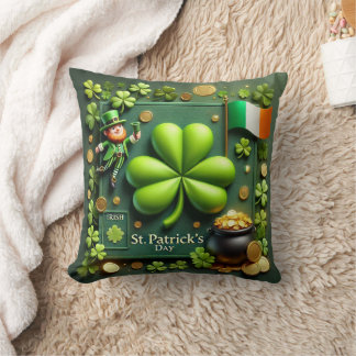Irish Shamrock and Gold St. Patrick's Day Cushion