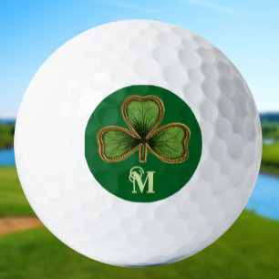 Irish Shamrock and Green St Patrick's Day Monogram Golf Balls