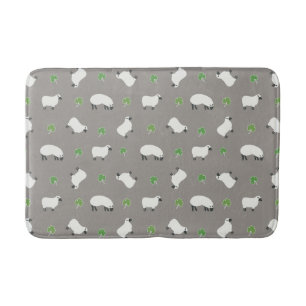 Irish Shamrock and Sheep Pattern Bath Mat