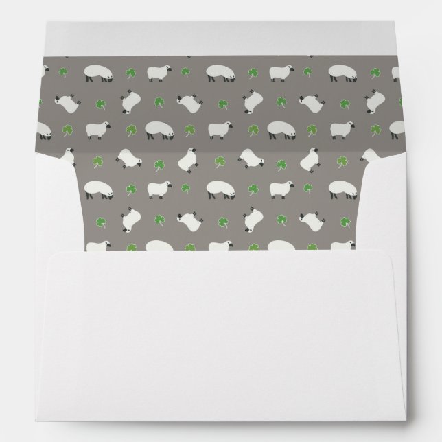 Irish Shamrock and Sheep Pattern Envelope (Back (Bottom))