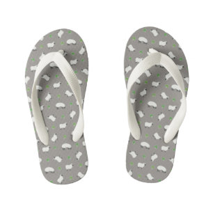Irish Shamrock and Sheep Pattern Kid's Thongs
