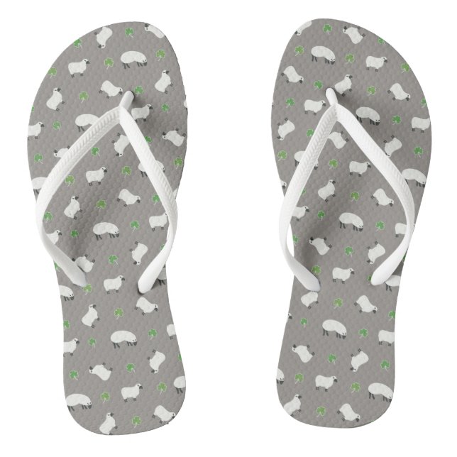 Irish Shamrock and Sheep Pattern Thongs (Footbed)