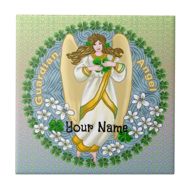 Irish Shamrock Angel  Tile (Front)