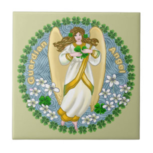 Irish Shamrock Angel Tile