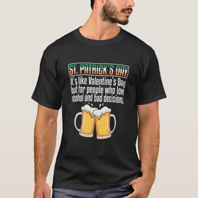 Irish Shamrock Beer Drinking Happy Saint Patrick's T-Shirt (Front)