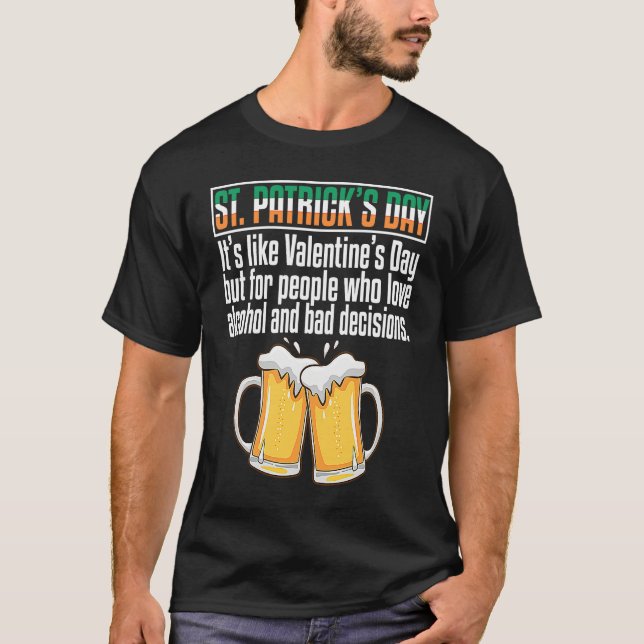Irish Shamrock Beer Drinking Happy Saint Patrick's T-Shirt (Front)
