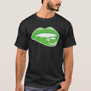 Irish Shamrock Biting Lips Funny St. Patrick's Day T-Shirt