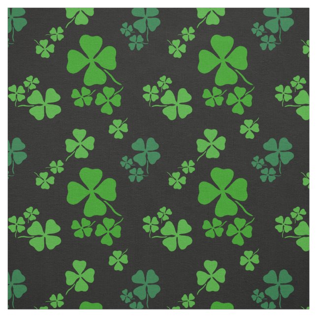 Irish shamrock, black, green clover fabric print (Swatch)