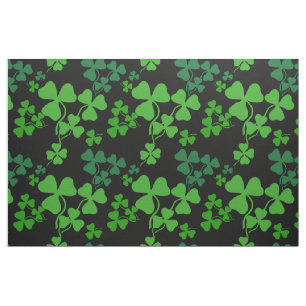 Irish shamrock, black, green clover fabric print 3