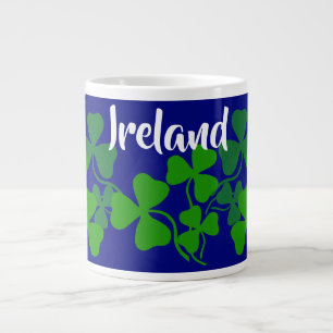 Irish shamrock, blue, clover, Ireland coffee Large Coffee Mug