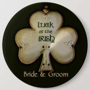 Irish Shamrock Bride and Groom Button - Customised