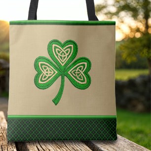 Irish Shamrock Celtic Knots St Patrick Tote Bag