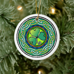Irish shamrock ceramic ornament