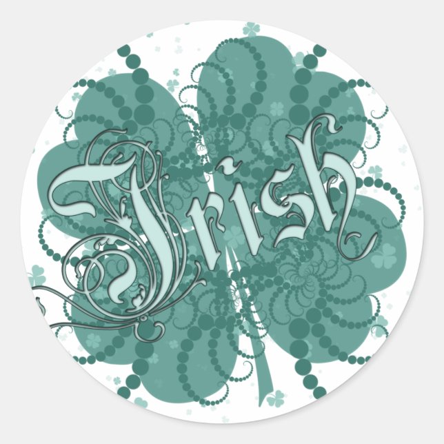 Irish Shamrock Classic Round Sticker (Front)