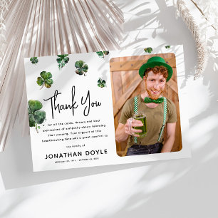 Irish Shamrock Clover Sympathy Photo Thank You Card