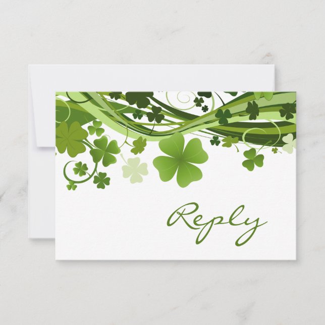 Irish Shamrock (clover) Wedding RSVP (Front)