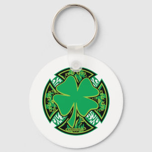 Irish Shamrock Cross Key Ring
