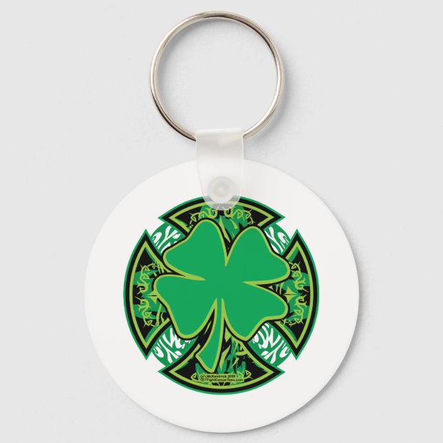 Irish Shamrock Cross Key Ring (Front)