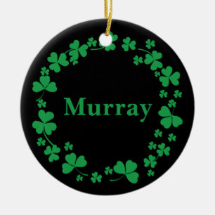 Irish Shamrock Custom Name Modern Wreath Ceramic Ornament