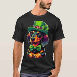 Irish Shamrock Dachshund Dog Hat St Patricks Day  T-Shirt