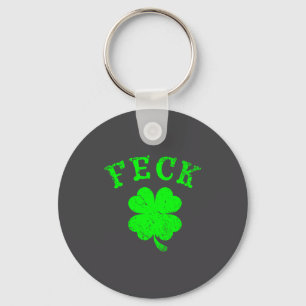 Irish Shamrock Feck Off Shamrock St. Patrick's Day Key Ring