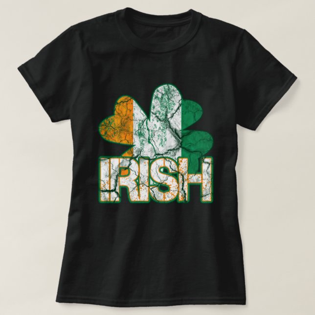 Irish Shamrock Flag Shirts (Distressed) (Design Front)