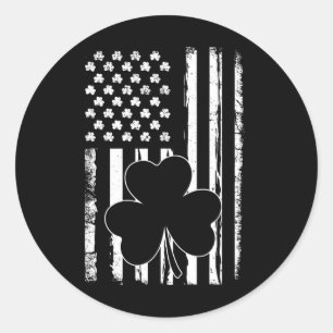 Irish Shamrock Flag St Patricks Day Classic Round Sticker