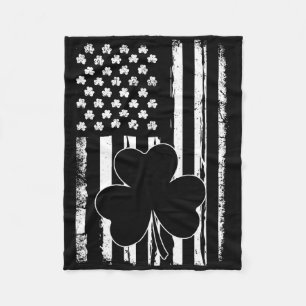 Irish Shamrock Flag St Patricks Day Fleece Blanket