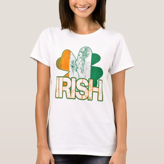 Irish Shamrock Flag T-Shirts (Distressed) (Front)