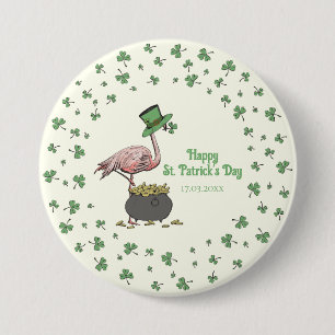 Irish Shamrock Flamingo St. Patrick’s Day Party Bu 7.5 Cm Round Badge