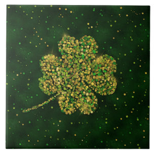 Irish Shamrock Four-leaf Lucky Clover Ceramic Tile