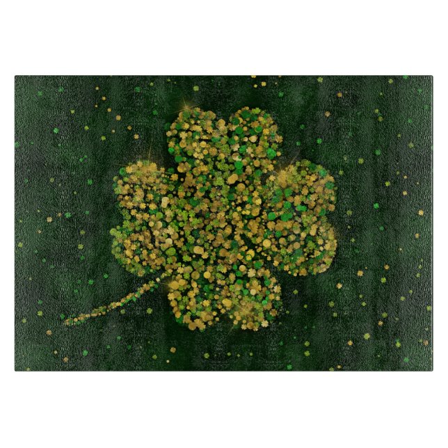 Irish Shamrock Four-leaf Lucky Clover Cutting Board (Front)