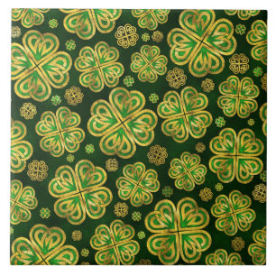 Irish Shamrock Four-leaf Lucky Clover Pattern Ceramic Tile