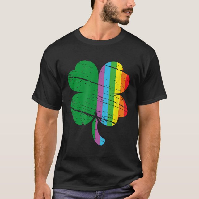 Irish Shamrock Gay Lgbt St Patricks Day Pride Rain T-Shirt (Front)