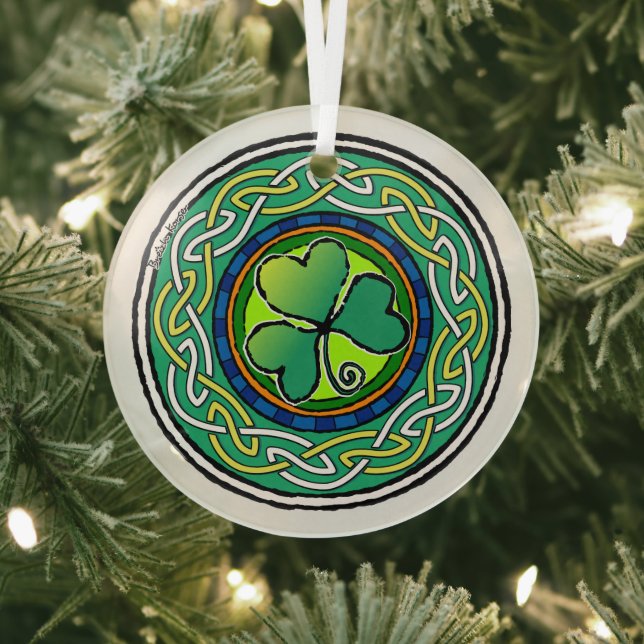 Irish shamrock glass tree decoration (Insitu)