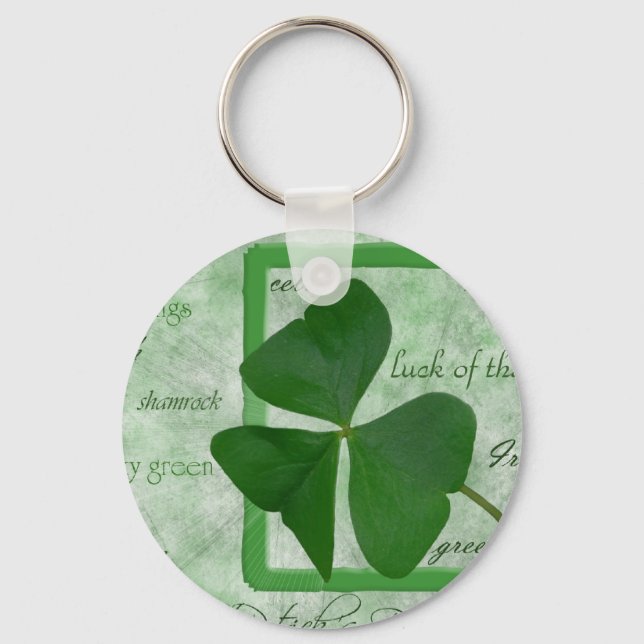 Irish  Shamrock GoodLuck Key Ring (Front)