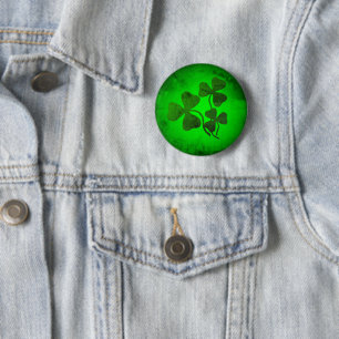 Irish shamrock/green clover, Ireland green glow 6 Cm Round Badge