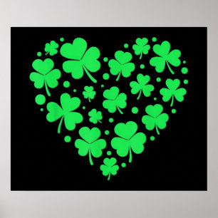 Irish Shamrock Heart Lucky Poster