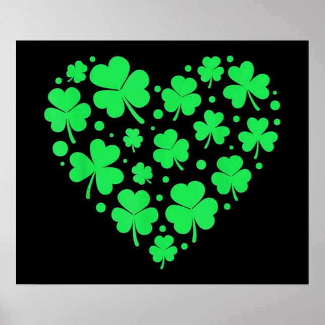 Irish Shamrock Heart Lucky Poster (Front)