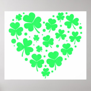 Irish Shamrock Heart Lucky Poster