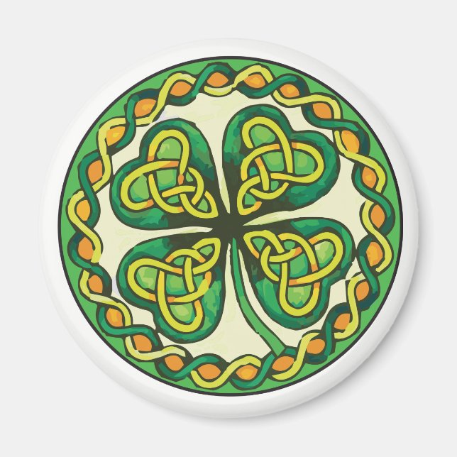 Irish Shamrock in Celtic Knots Magnet (Front)