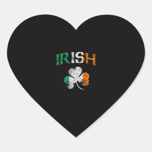 Irish Shamrock Ireland Flag St Patricks Day Vintag Heart Sticker
