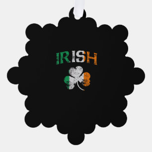 Irish Shamrock Ireland Flag St Patricks Day Vintag Tree Decoration Card