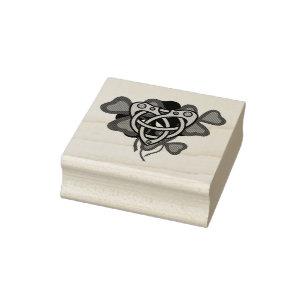Irish shamrock, Irish Celtic heart, Irish clover Rubber Stamp