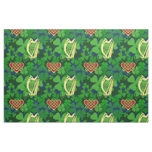 Irish shamrock, Irish harp, Celtic heart, blue 6L Fabric