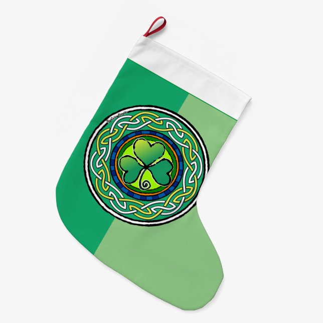 Irish shamrock large christmas stocking (Front (Hanging))