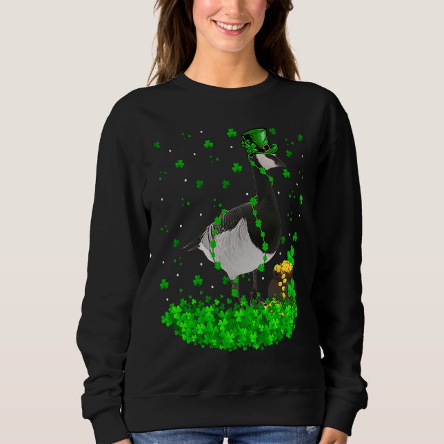 Irish Shamrock Leprechaun Goose Bird St Patrick's  Sweatshirt (Front)